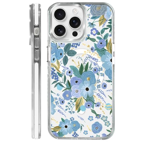 VisEnt Clear Case for iPhone 14 Pro Max, Magnetic Phone Case, Transparent Slim Cover, Military Grade Protection, Shockproof, Anti-Yellowing, Scratch Resistant, Blue Floral - color: Blue Floral, size: Iphone 14 Pro Max