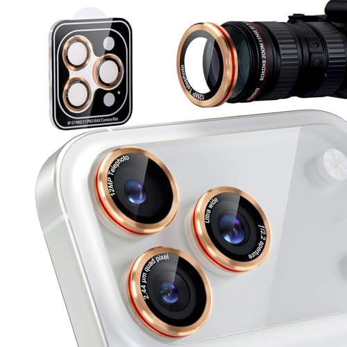 Compatible with iPhone 17 Pro Max/17 Pro Camera Lens Protector - color: Gold + Red