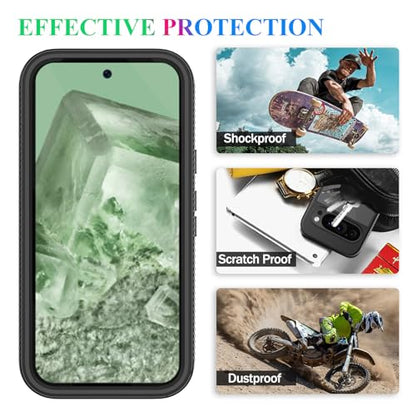 Compatible with Google Pixel 9 Pro XL Case, Built in Screen Protector Full Body Shockproof Slim Fit Bumper Protective Phone Cover Men Women-Black/Clear - size: Google 9 Pro XL Case