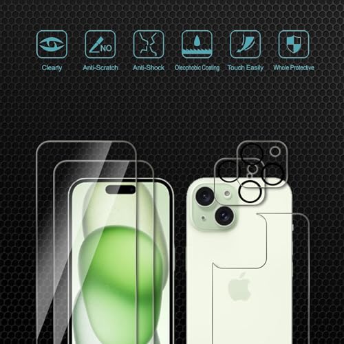 2+1+2 Pack Screen Protector for iPhone 15 - size: 15
