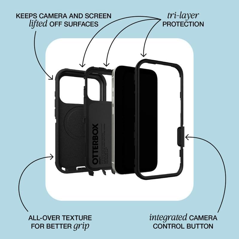 OtterBox iPhone 17 (Only) - Defender Series Case - Black Shadow (Black & Blue) - Snaps on MagSafe - Tough - Rugged & Durable - color: Black Shadow (Black & Blue), style: iPhone 17
