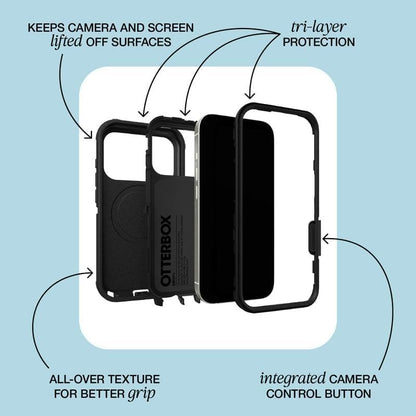 OtterBox iPhone 17 (Only) - Defender Series Case - Black Shadow (Black & Blue) - Snaps on MagSafe - Tough - Rugged & Durable - color: Black Shadow (Black & Blue), style: iPhone 17