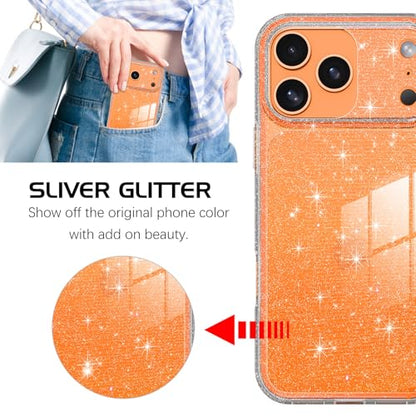 YINLAI Compatible with iPhone 17 Pro Max Case 6.9-Inch,Crystal Sparkle Anti-Yellowing Upgraded Full Camera Protection Supports Wireless Charging Slim Shockproof Protective Phone Cover (Clear Glitter) - color: Clear Glitter, size: iPhone 17 Pro Max 6.9"