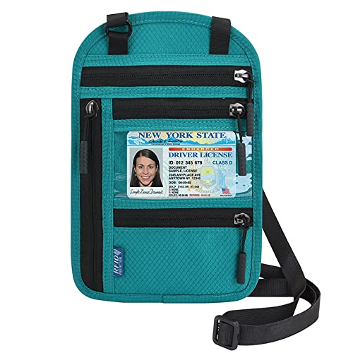 Passport Holder for Travel, RFID Travel Pouch Neck Wallet, Waterproof Passport Wallet for Women and Men, Lake Blue - color: Lake Blue
