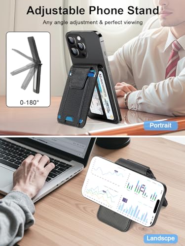 for MagSafe Wallet Works with Apple Find My, Strongest Magnetic Wallet - color: Carbon Fiber Black