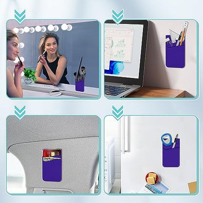 SHANSHUI Phone Card Holder, 3 Pack Cell Phone Sleeves Silicone Wallet for Credit ID Business Card Pocket Fitting for iPhone, Android and Most Smartphones - Black Purple Blue - color: Purple+Blue+Black
