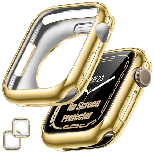 [2 Pack] Bumper Case for Apple Watch Series 9/8/7 41mm, Gold - color: Gold+Gold, size: 41 mm Series 9/8/7