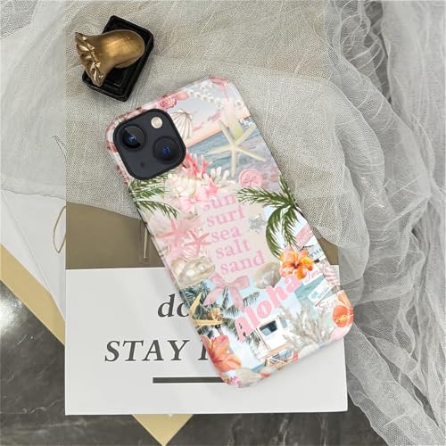 Case for iPhone 15, Cute Phone Case, Aloha Summer Collage | Hybrid 2-Layer Phone Cover，Military-Grade Protection Durable Shockproof Anti-Scratch Cases - color: Pink Aloha Summer Collage, size: Iphone 15