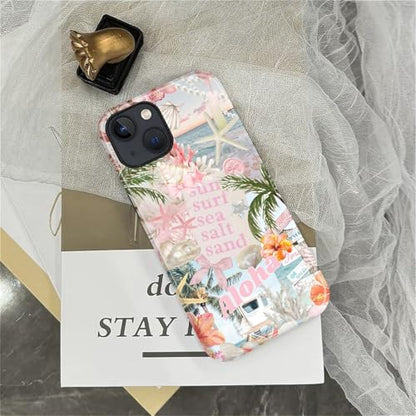 Case for iPhone 15, Cute Phone Case, Aloha Summer Collage | Hybrid 2-Layer Phone Cover，Military-Grade Protection Durable Shockproof Anti-Scratch Cases - color: Pink Aloha Summer Collage, size: Iphone 15