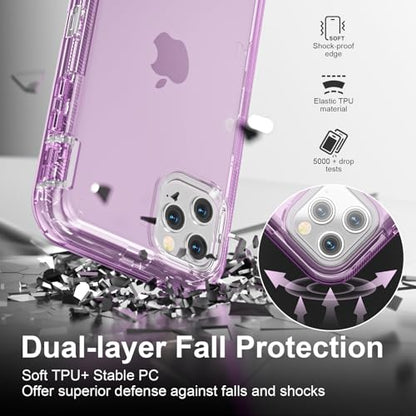 Follaroma for iPhone 11 Pro Max Case, 6.5 inch, Crystal Purple | Heavy Duty Shockproof Protection Phone Cases, Anti-Drop, Military Grade Dual Layer Transparent Rugged Protective Cover - color: Purple, size: iPhone 11 Pro Max 6.5‘’