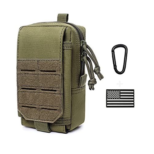 Tactical Molle Utility Pouch Cell Phone Pouch, Waist Bag Belt Pouch for Men, EDC Bag Gadget Organizer Vest Pack Purse Mobile Phone Case Hunting Compact Bag for Runing - color: Green