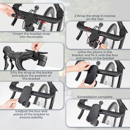 ROCKBROS Bike Phone Mount Stem Anti-Vibration Silicone Holder 4-7 Inch