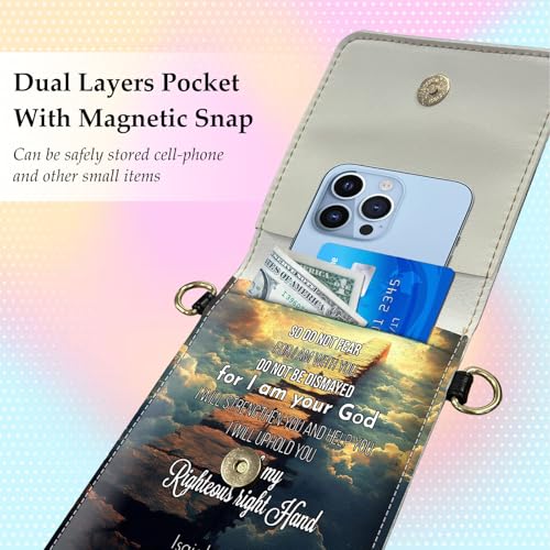 Small Crossbody Bags for Women Touchscreen Cell Phone Bag Cross Body Purses with adjustable Strap,Gifts For Teenage Girls - color: Scripture Isaiah 41:10
