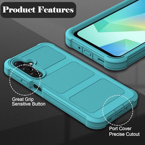 for Samsung Galaxy A16 5G Case with 2 Pack Tempered Glass Screen Protector, [Holster Series] Belt Clip Hard Tough Heavy Duty Rugged Shockproof Protective Cell Phone Case (Blue Green) - color: Blue Green