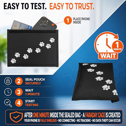 Gecko Travel Tech Faraday Bag Anti-Tracking GPS RFID Car Key Signal Blocker Wallet Shielding Pouch Protective Case for Cell Phone Car Key FOB, Data Privacy, Electronic Device Security (DOG PAWS) - color: DOG PAWS