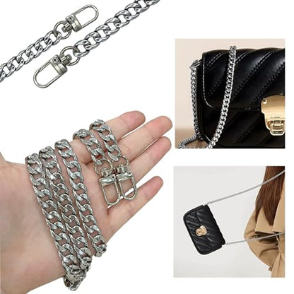 47" Silver Crossbody Chain Strap for Purse Handbag Shoulder Bag Replacement - color: Silver