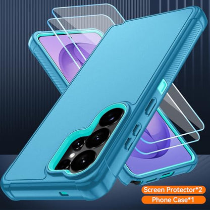 for Samsung Galaxy S26 Ultra Case with HD Screen Protector, 3-Layer Shockproof Military Grade Full Body Protection, Heavy Duty Hybrid Protective Phone Cover (Bluish Blue/Green) - color: Bluish Blue/Green