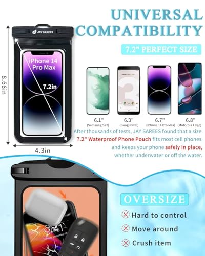 Universal Waterproof Phone Pouch 3 Pack, IPX8 Phone Water Protector Pouch Case Bag Lanyard Compatible iPhone 14 13 12 Pro Max Samsung Galaxy S22, Waterproof Phone Holder Protector Beach Swimming-3