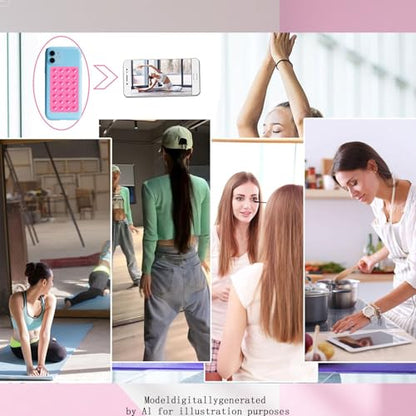 Rookii 2Pcs Suction Phone Holders Double-Sided,Hands-Free Silicone Suction Pad Sticky Phone Grip,Non Slip Case Sticky Pad Grip for Stand,Shower Mirror and Car Selfie (Light Pink) - color: light pink