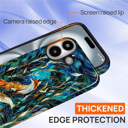 Case Compatible with iPhone 16, Cute Dual Layer Hybrid Phone Cover, Military Grade Drop Protection, Aesthetic Shockproof Phone Case for Women Girls, Woodland Fox Stained Glass - color: Woodland Fox Stained Glass, size: Iphone 16