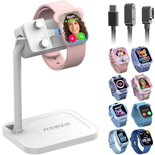 Side-Charging Adjustable Universal Kids Smart Watch Stand - color: White Kids Watch Stand