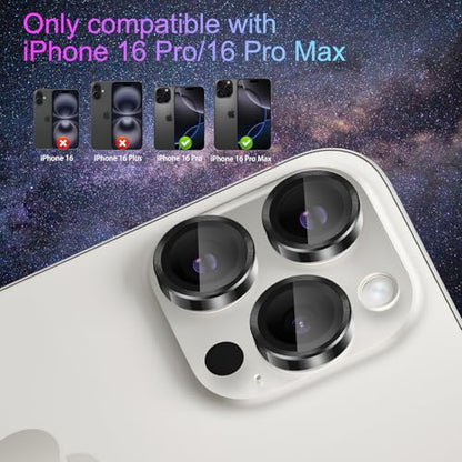 Camera Lens Protector for iPhone 16 Pro/16 Pro Max, Black - color: Black