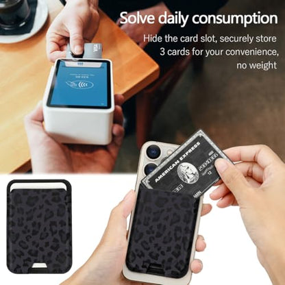 Compatible with Magsafe Cute Wallet Magnetic Card Holder (Leopard) - color: Leopard