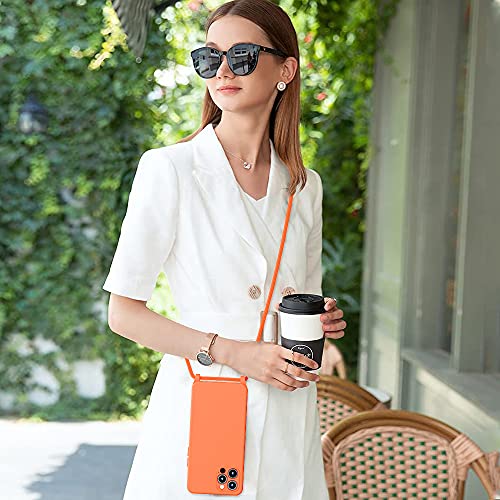 Crossbody Lanyard Strap Case for iPhone 14 Pro Max, Neck Cross Body, Adjustable Holder Removable, Drop Protection Shockproof, Hands-Free Silicone Case 6.7 inch, 150 cm Strap, iP14PM- Orange - color: Orange