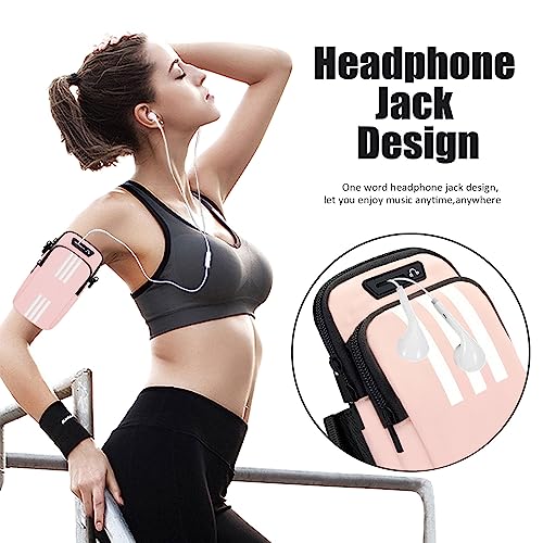Phone Holder for Running Armband Cell Phone Crossbody Bags for Women Kids,iPhone 17 16 15 14 13 12 11 Pro Max Xs 16e Xr X Plus SE Mini Pouch,Galaxy S26 S25 S24 Ultra Note 20 Key Arm Bag Bands - color: 02-Pink with Crossbody Strap&Hook