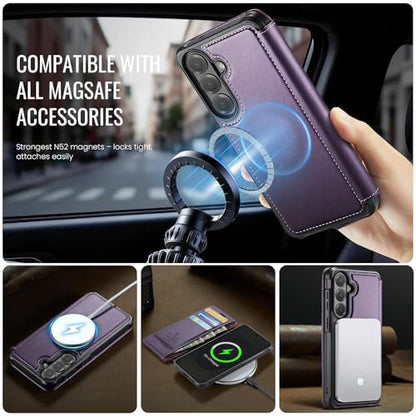 for Galaxy S26 Plus Slim Wallet Case Wireless Charging, Purple - color: Purple, size: Galaxy S26 Plus