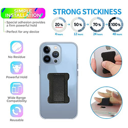 REINVENT EGO-Finger Strap Phone Holder - Cell Phone Grip Holds Device with just a Finger - Ultra Thin Anti-Slip Universal Cell Phone Grips Band Holder for Back of Phone - 2Pack(Black)