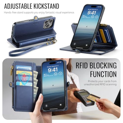 for iPhone 16 Pro Max - Phone Case Wallet Magnetic, Navy Blue - color: Navy Blue, size: iPhone 16 Pro Max