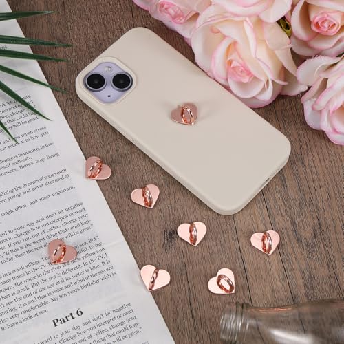 Gosknor 8pcs Heart Cell Phone Ring Holder, Cute Phone Charm Hooks Adhesive Smartphone Finger Ring Grip Sticky Metal Loop Stand for Cellphone Case Pad Tablet DIY Accessories (Rose Gold) - color: rose gold