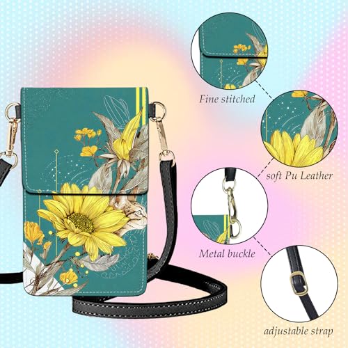 Small Crossbody Bags for Women Touchscreen Cell Phone Bag Cross Body Purses with adjustable Strap,Gifts For Teenage Girls - color: The Hidden Cat & Flower