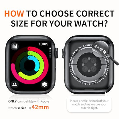 Rontion 6 Pack Case with Screen Protector for 42mm Apple Watch Series 11/10 | Ultra-Thin Scratch Resistant Tempered Glass Cover Full Protective Hard PC Bumper Compatible with iWatch Series 11 10 42mm - color: Black+Starlight+Clear+White+Pink+Rose Gold, si