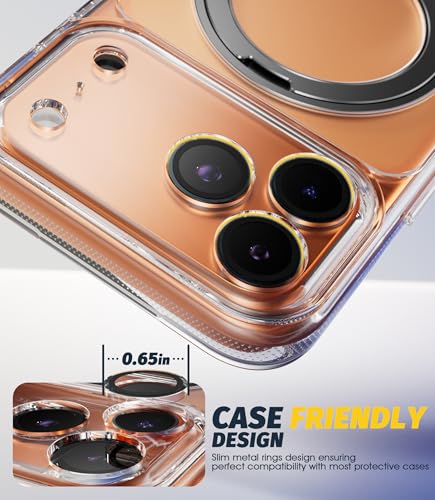 (3 Sets) Orzero Camera Lens Protector Compatible for iPhone 17 Pro&17 Pro Max&16 Pro&16 Pro Max&15 Pro&15 Pro Max&14 Pro&14 Pro Max, [EZ Install] [Case-Friendly] 9H Tempered Glass Bling Lens Cover, Military-Grade Shockproof, HD Clarity Anti-Glare - Transp