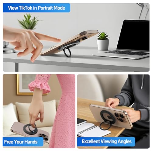Magnetic Phone Ring For MagSafe Phone Grip, Magnetic Cell Phone Stand Holder Finger Ring,[Thin and light design]for iPhone Can Rotate 360 Degrees Compatible with iPhone 12/13/14/15/16/17 Series -Blue