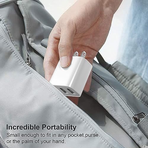 3 USB A Ports Charger Block,YTFCYIKBG Cell Phone wall Chargers,USB Cube - color: Matte White