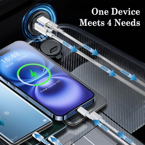 2 Pack 12V USB Outlet 4 Ports Dual USB C PD & Dual Quick Charge 3.0