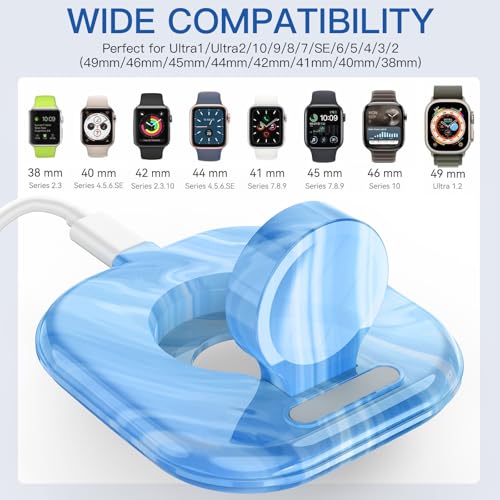 for Apple Watch Charger Stand, Magnetic Fast Charging Dock Portable Design - color: Marble Blue