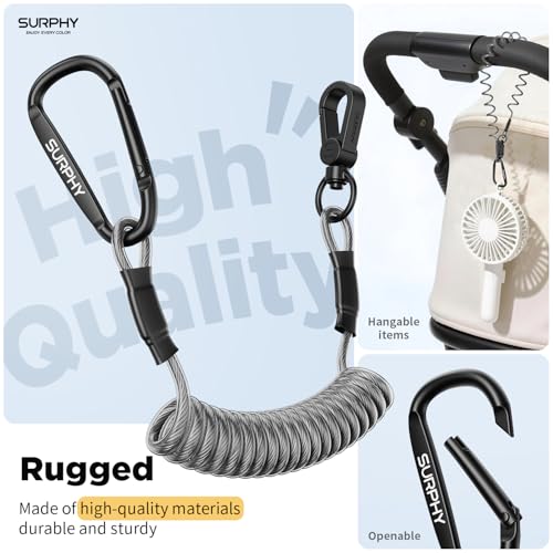 SURPHY Anti Theft Phone Strap, Phone Lanyard, Sturdy Steel Wire Keychain - color: Black & Black