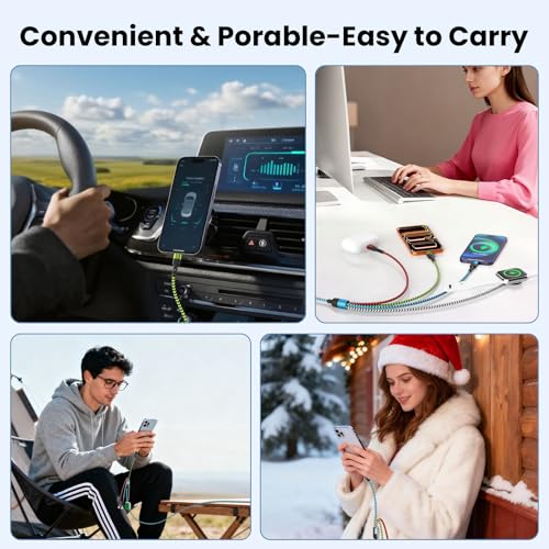 Travel Essentials 4 in 1 Multi Charging Cable for iWatch Charger, 2Pcs 5FT - color: Blue