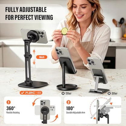 APPS2Car Magnetic Phone Stand for MagSafe, Adjustable Phone Holder for Desk - color: Black - Magnetic Phone Stand