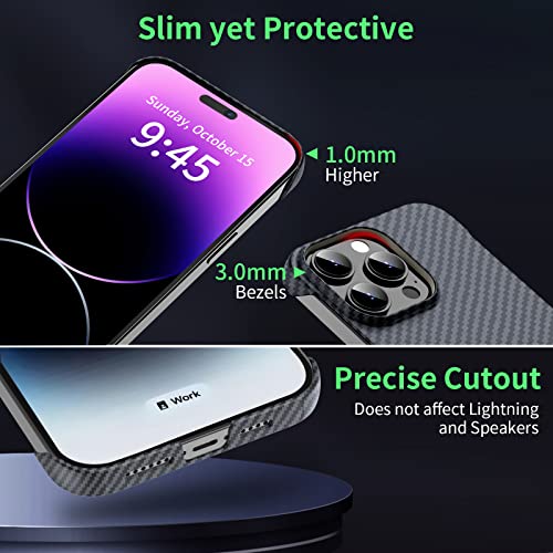 GRECAZO Magnetic Case for iPhone 14 Pro Max, Compatible with MagSafe, Black | Carbon Fiber Style Texture, Frameless Frosted Soft-Touch Hard PC Cover, Ultra Thin Slim Fit Lightweight Minimalist, 6.7 Inch - size: iPhone 14 Pro Max