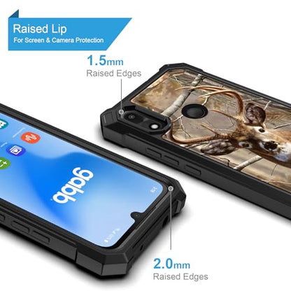 for Gabb Phone 4 Case/Gabb Phone 4 Cover w/[Tempered Glass Screen Protector] Dual Layer Shockproof [Military-Grade][Full-Body] Protective Cover for Teen Women Man Boy Girl Tree Camo Deer Hunt - color: BLD IN DEER CAMO