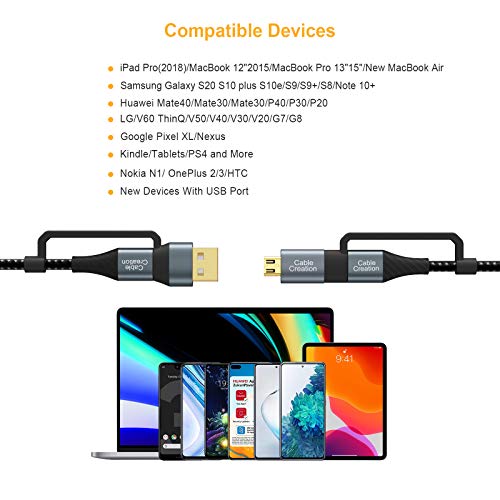 4 in 1 USB A +USB C to USBC + Micro B Multiple Charging Cable 6.6FT