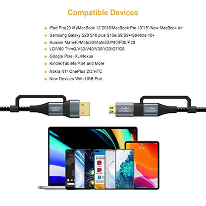 4 in 1 USB A +USB C to USBC + Micro B Multiple Charging Cable 6.6FT