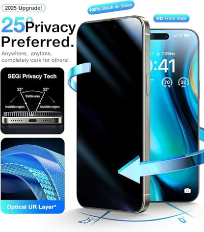 3 Pack for iPhone 17 Privacy Screen Protector +2 Camera Lens Cover - size: iPhone 17 (6.3 inch)