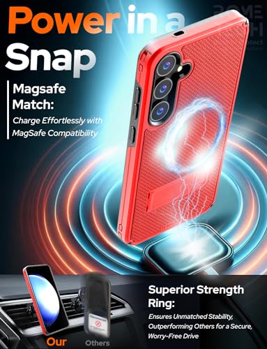 Designed for Samsung Galaxy S24 Plus Case with Belt Clip Holster - Compatible with MagSafe Magnetic Heavy Duty Phone Cover with Kickstand - Red - color: Red, style: Galaxy S24 Plus