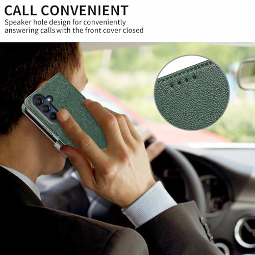 for Galaxy A17/A16 5G Phone Case Wallet RFID Blocking (Green) | Premium PU leather, card holder/cash slots, protective flip cover for Samsung Galaxy A17/A16, magnetic closure, kickstand - color: Green
